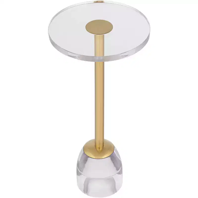 55 Downing Street Hanna 24 3/4 Luxe Gold Side Table with Acrylic Top and Glass Base