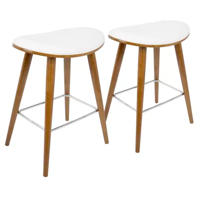 Set of 2 26 Saddle Counter Height Barstools with Faux Leather - LumiSource