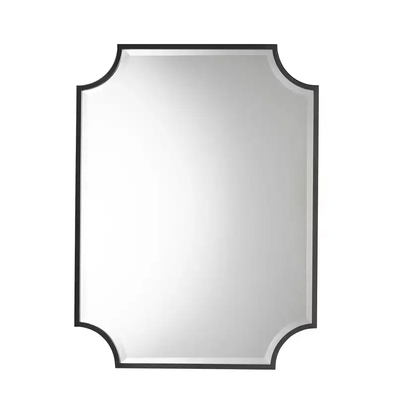 Parcenet Modern Black Finished Metal Accent Wall Mirror