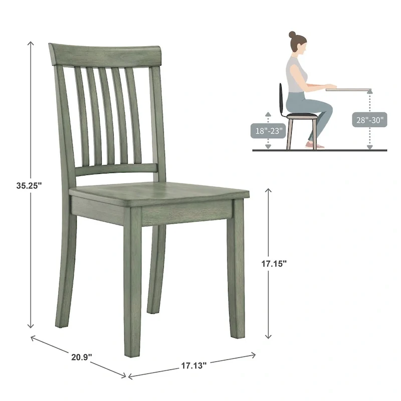 Wilmington II 48-Inch Rectangular Antique Sage Green 5-Piece Dining Set by iNSPIRE Q Classic