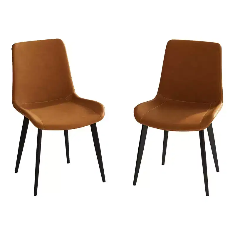 2pk Modern Faux Leather Dining Chairs with Cushioned Seats & Metal Legs
