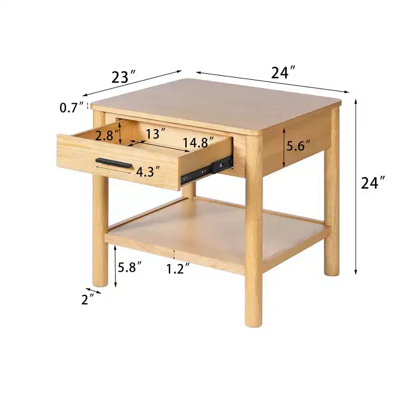 MDF End Table with 1 Drawer 24