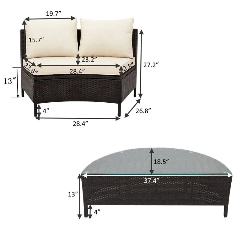 Patio Sofa Set 8 - Person Seating Group with Cushions