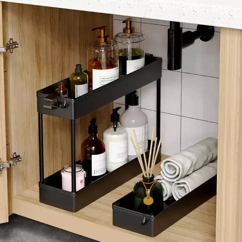 3-Tier Slim Rolling Storage Cart - Multi-Functional Mobile Organizer for Bathroom, Kitchen