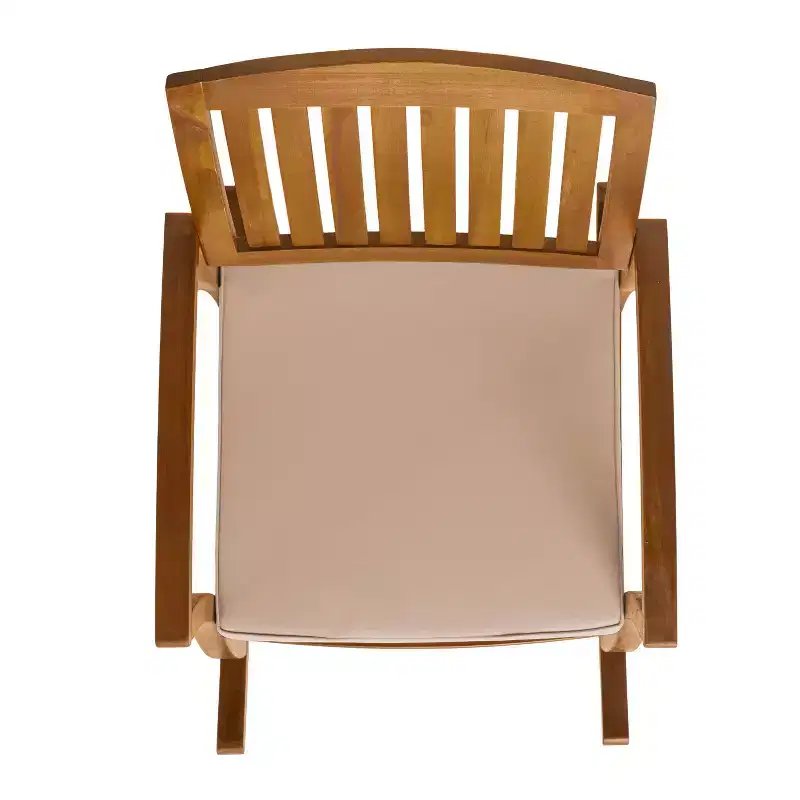 Selma Acacia Rocking Chair with Cushion: Weather-Resistant, Gentle Motion - Christopher Knight Home