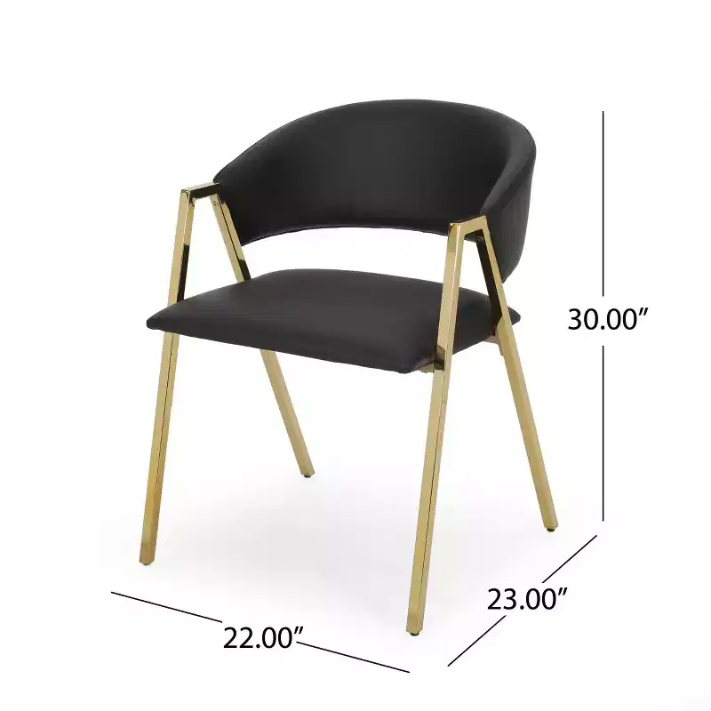 Okak Set of 2 Modern Dining Chairs, Fabric Dining Room Chairs, Upholstered Kitchen Side Chairs with Curved Backrest & Metal Frame