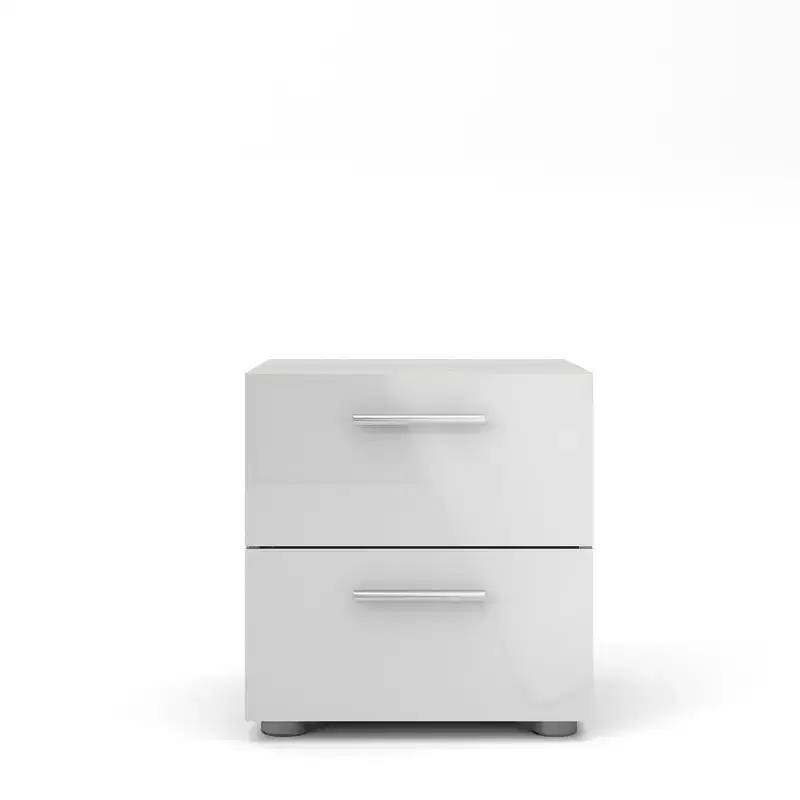 Tvilum, Austin 2 Drawer Nightstand, Oak Structure/White High Gloss