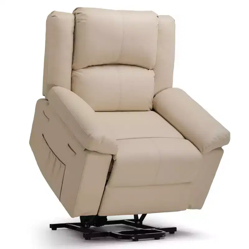 COMHOMA Massage Recliner Chair PU Leather Sofa Power Lift Chair Cream White