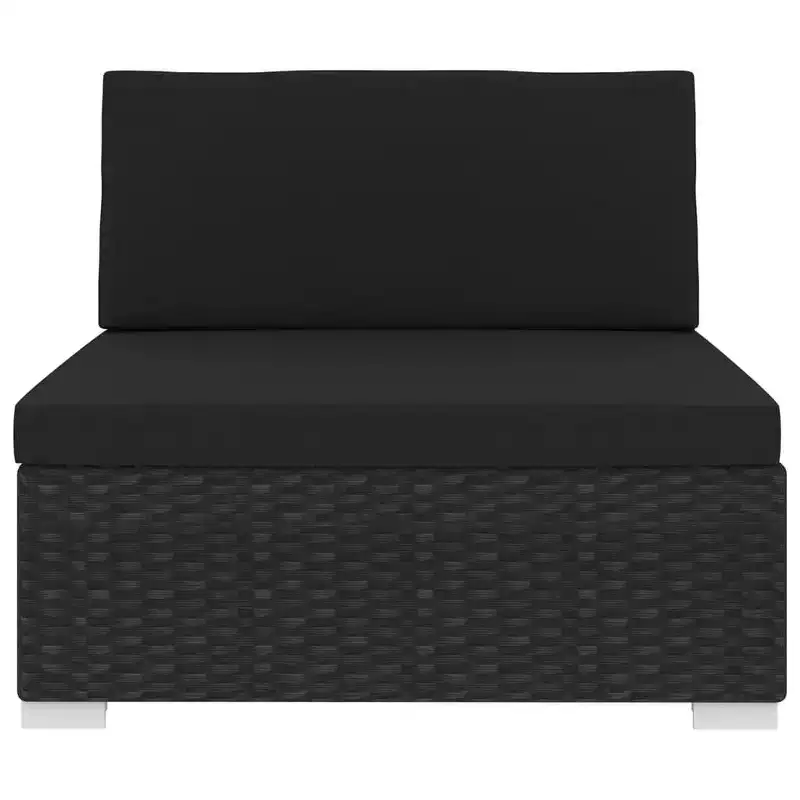 vidaXL Patio Furniture Rattan Sofa Chair Middle Seat with Cushions Poly Rattan