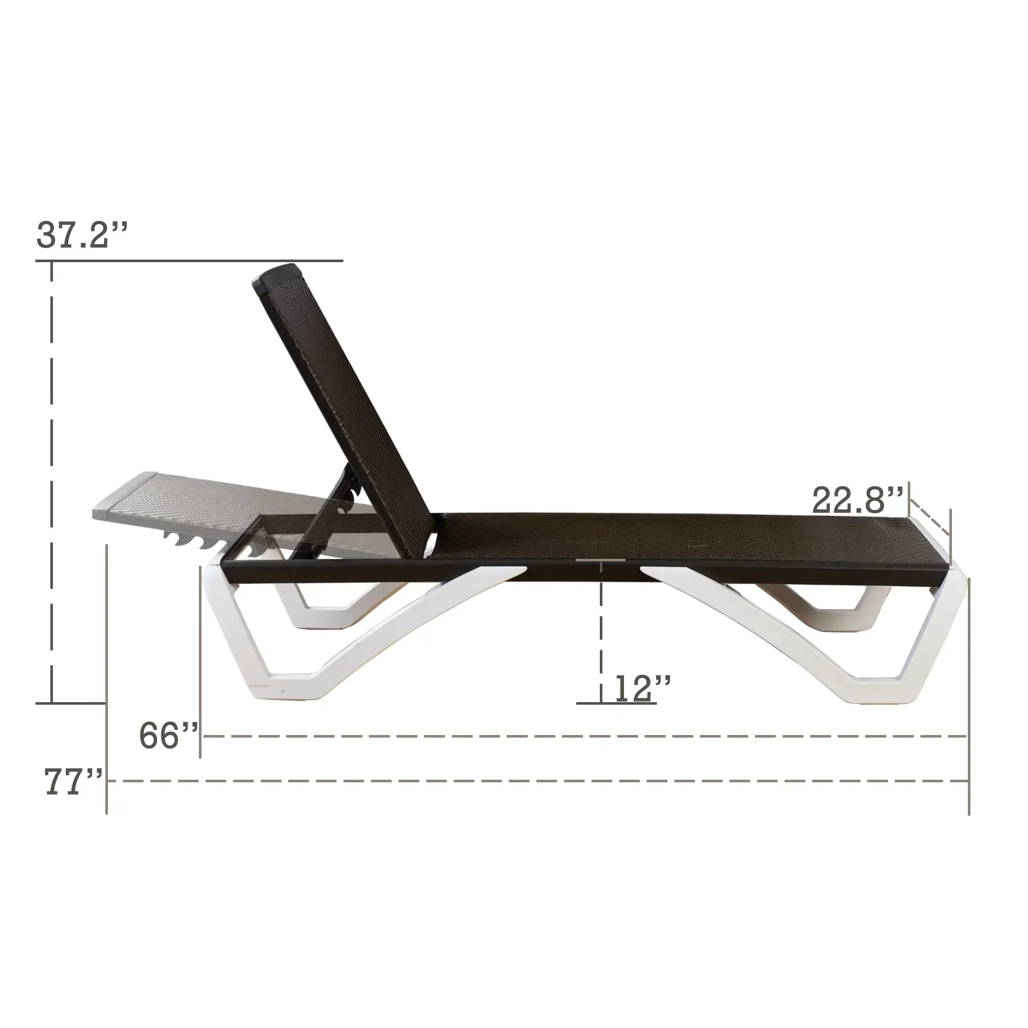 Kozyard Alan Full Flat Aluminum and Polypropylene Resin Legs Patio Reclining Adjustable Chaise Lounge