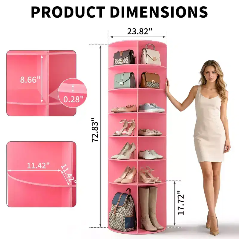 7-Tier 360 Rotating WPC Shoe Rack 72.4 Height