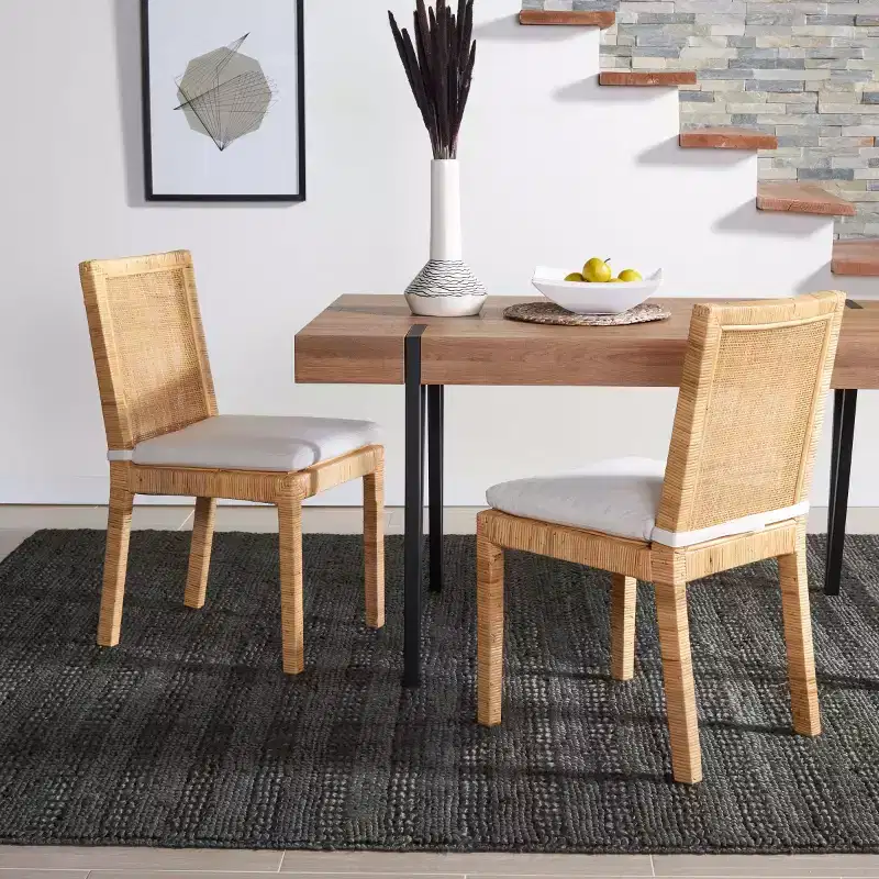 Tojo Cane Dining Chair W/ Cushion (Set of 2) - DCH6502 - Safavieh