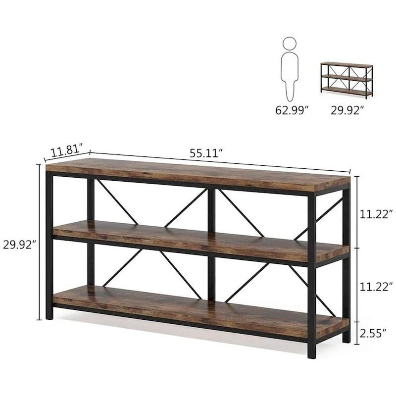 Sofa Console Table, 3 Tiers TV Console Stand, Entryway Table