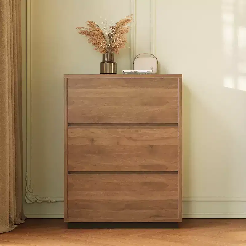 Luck Live Farmhouse 3-Drawer Dresser, Wooden Storage Cabinet with Ample Space, Minimalist Bedroom Chest Walnut Color