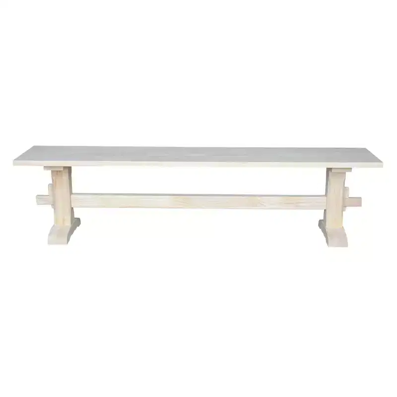 72 Trestle Bench Unfinished - International Concepts: Solid Wood, Parawood, Entryway, Living Room