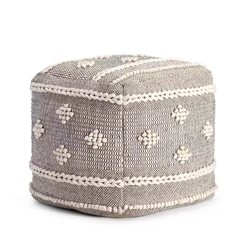 Sidney Street Pouf Black/Ivory - Anji Mountain: Square, Unupholstered, Fair Trade Certified