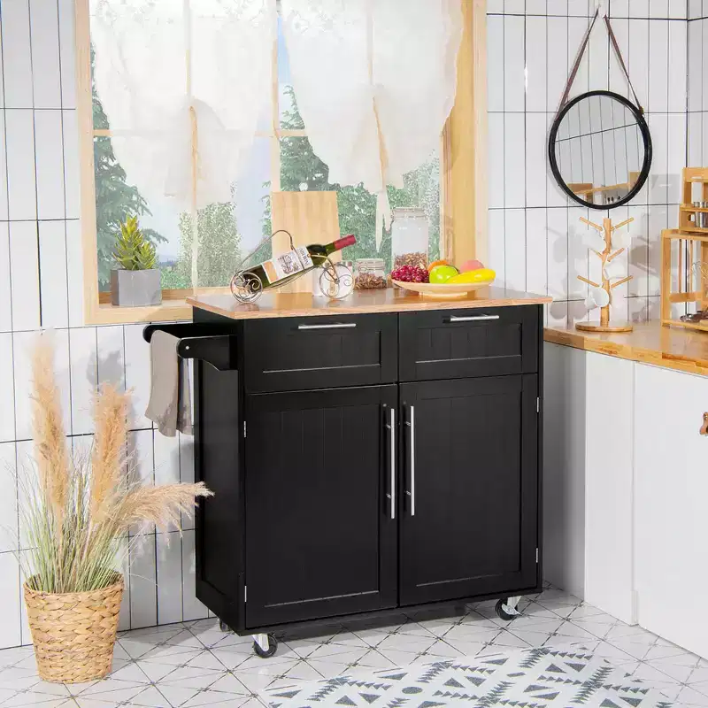 Rolling Kitchen Cart Island Heavy Duty Storage Trolley Cabinet Utility