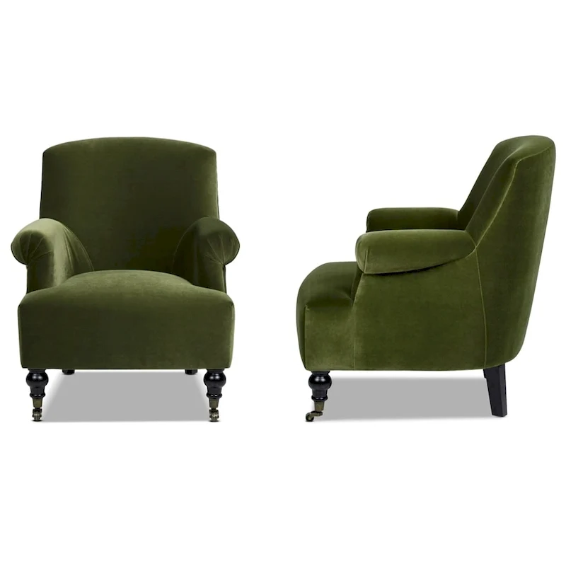 Eloise 30 Transitional Velvet Pleated Sock Arm Accent Chair