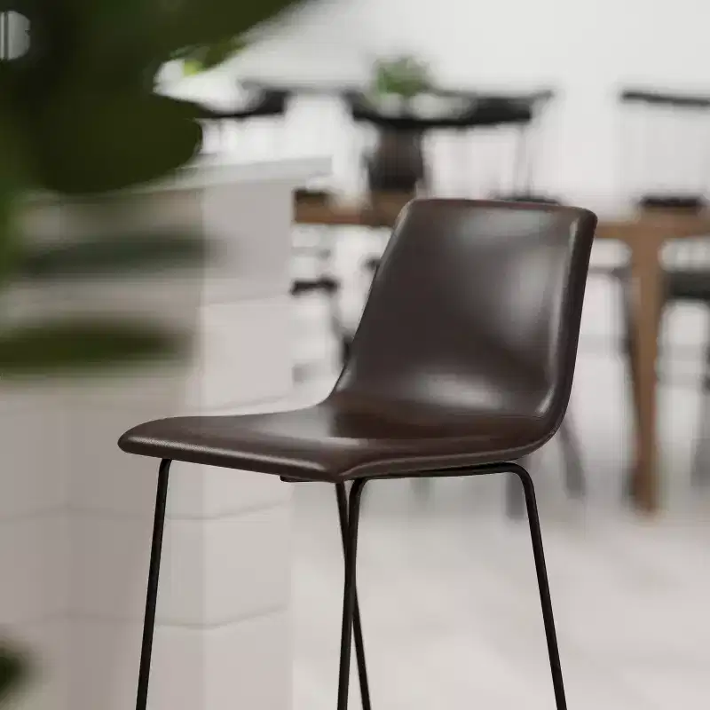 Merrick Lane 30 inch Faux Bar Height Bucket Seat Stools, Set of 2