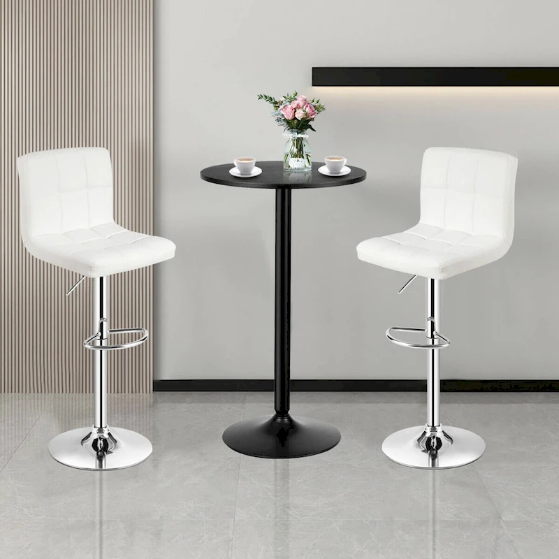 Gymax 3PCS Pub Table Set 24 Round Bar Table & 2 Adjustable Bar