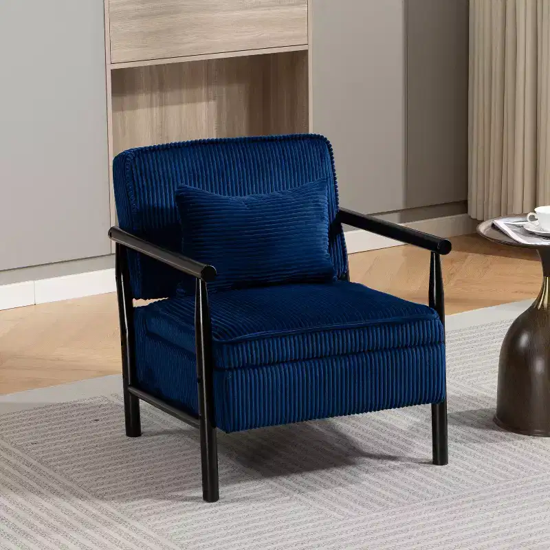 GDFStudio Joule Mid-Century Modern Upholstered Accent Chair with Storage Seat and Pillow