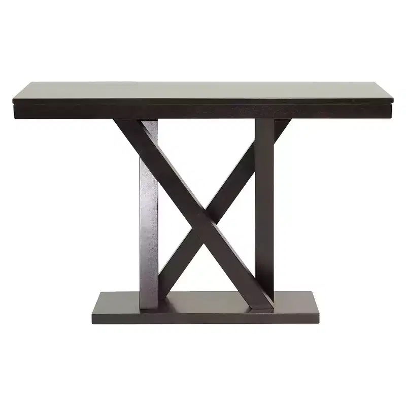 Dark Brown X-Base Console Table, Modern Style