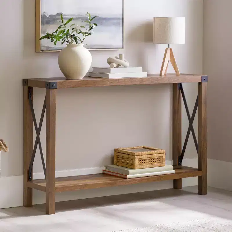 Sophie Rustic Industrial X Frame Entry Table - Saracina Home