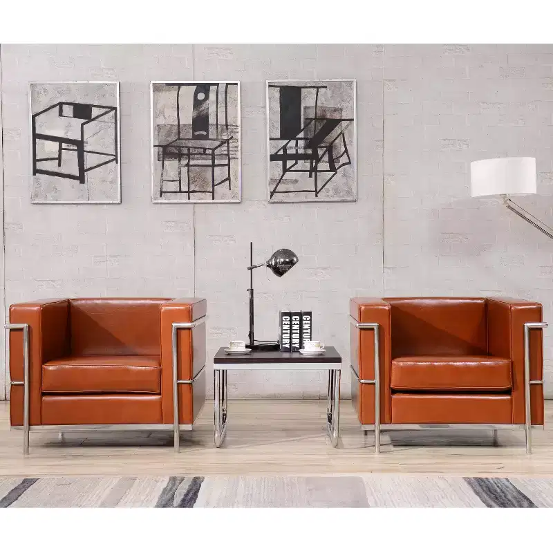 Contemporary LeatherSoft Chair with Double Bar Encasing Frame - 550 lb Capacity