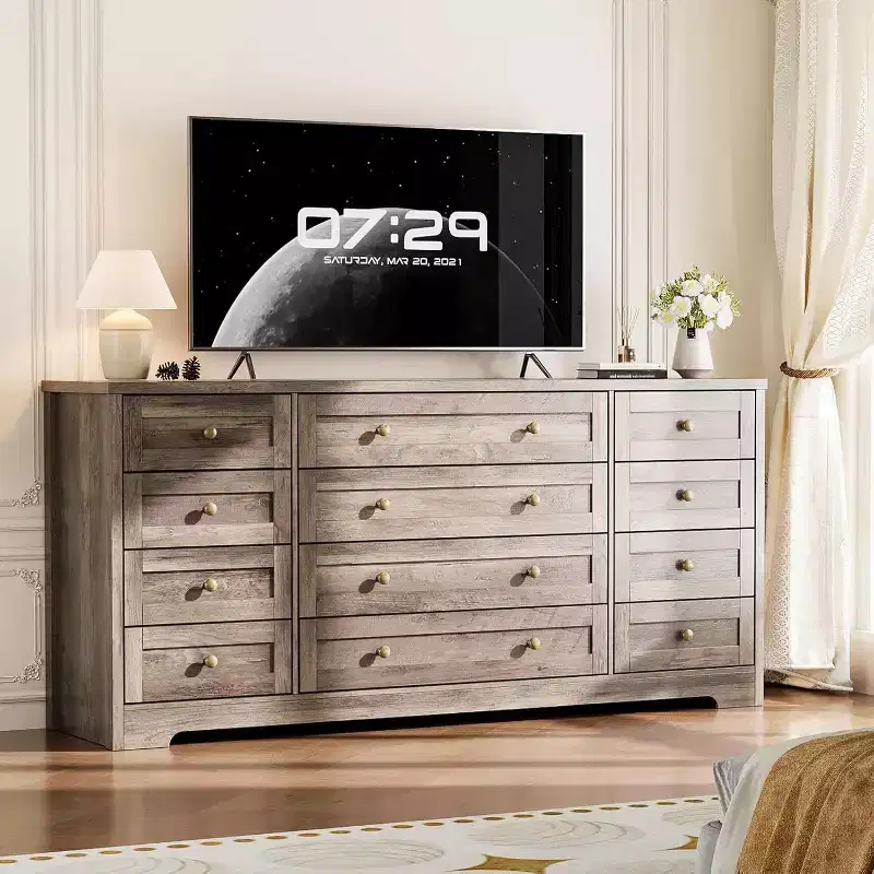 Acekool 12 Drawer Dresser, Wide Modern Chest and TV Stand for 65 Inch TV, Storage Organizer for Bedroom, Living Room, Hallway