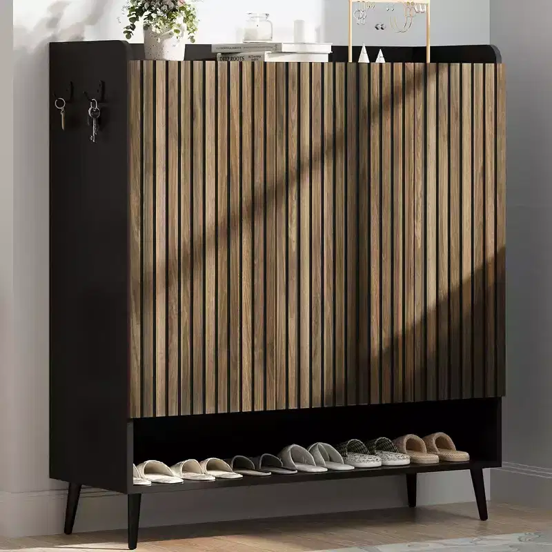 Large Shoe Cabinet with 3 Doors, Adjustable Shelves, Shoe Organizer for Hallway, Entryway, Living Room