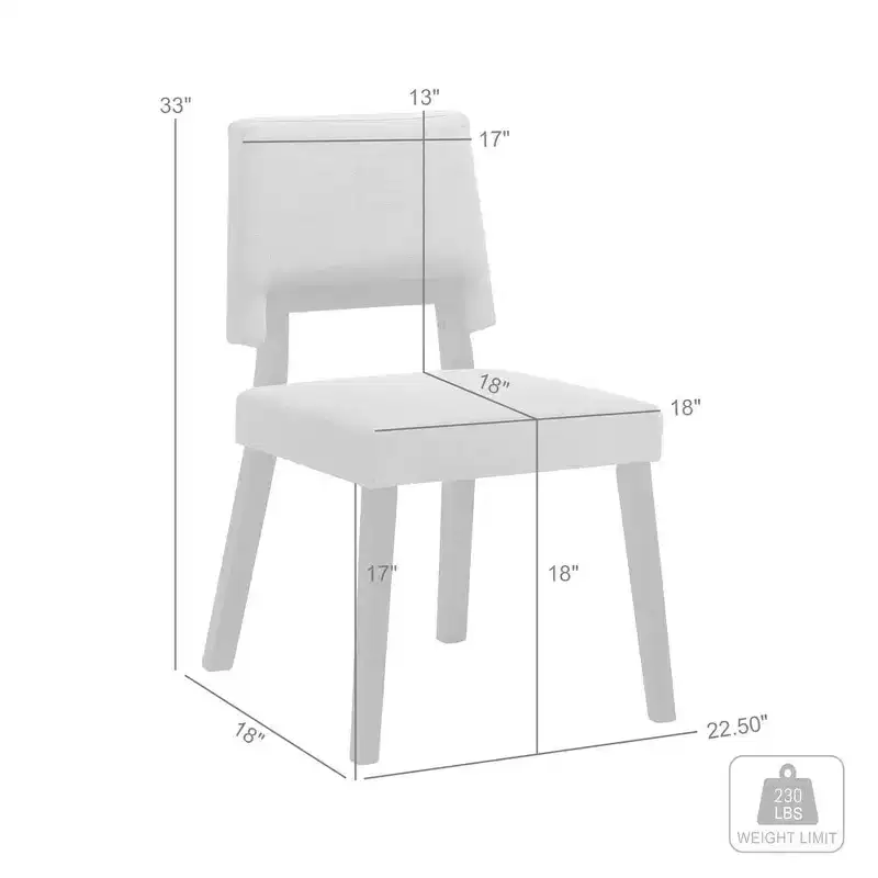 Armen Living,Channell Wood Dining Chair in Black Finish with Charcoal Fabric - Set of 2