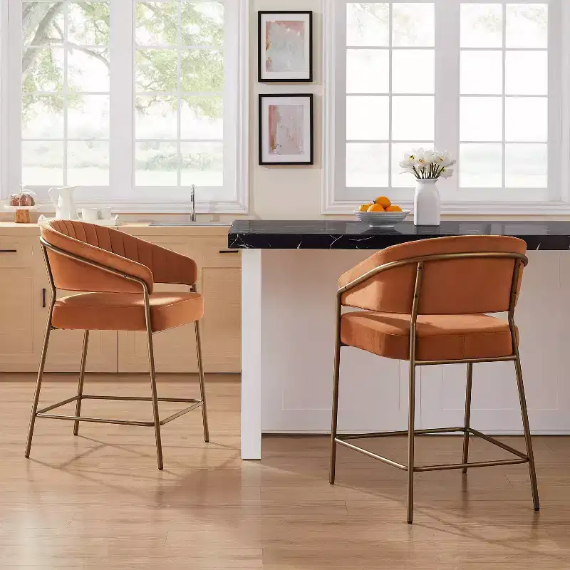 Linon Set of 2 Pernell Counter Height Barstools Caramel