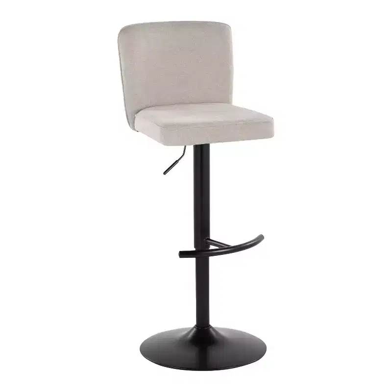 LumiSource Set of 2 Henry Adjustable Barstools Black Metal/Beige Fabric