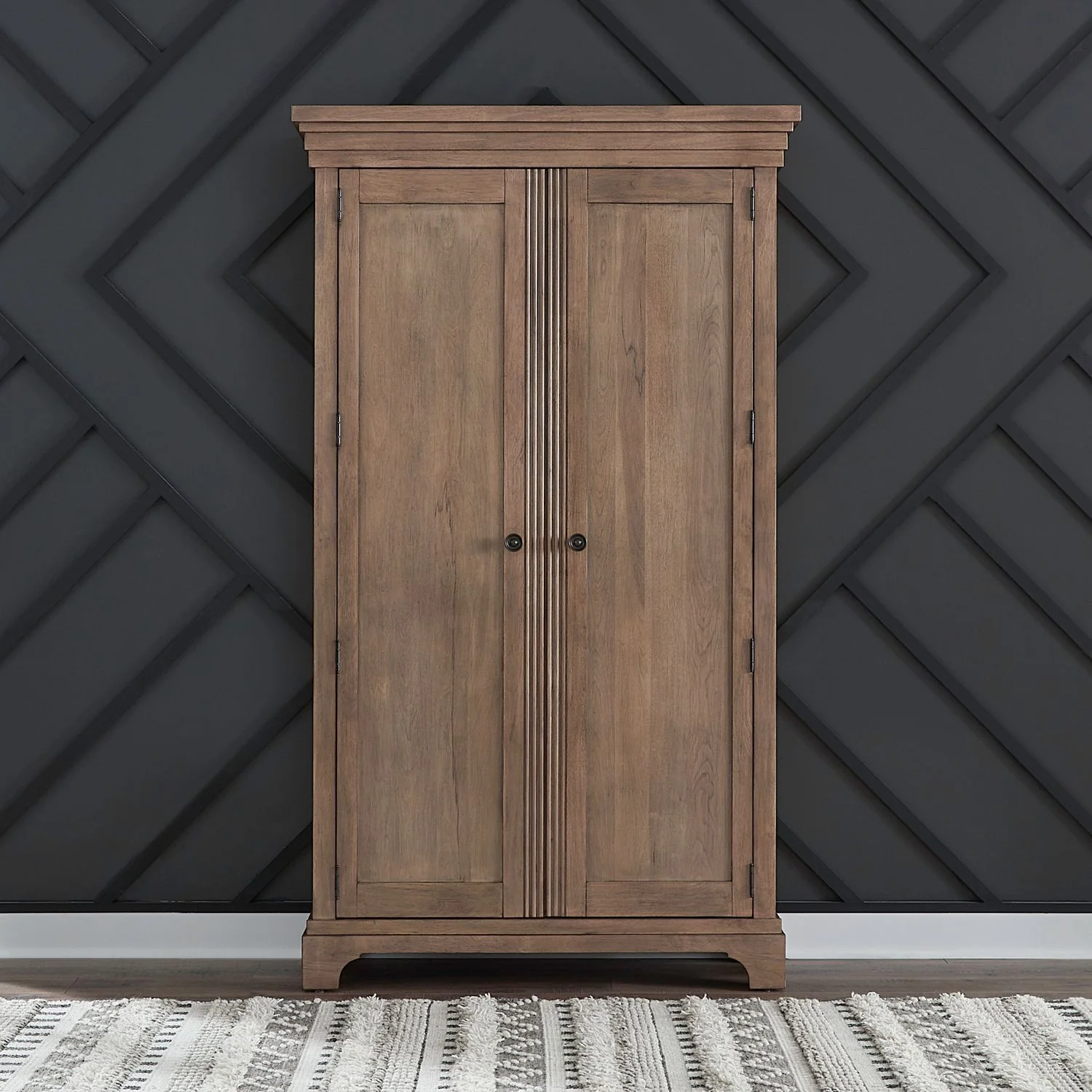 Armoire Beige product Features Brass Knob Hardware Metal Side Guides (45mm) Reeded Center