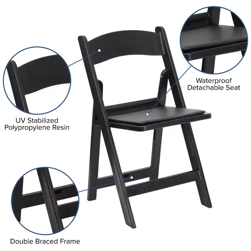 Emma and Oliver 2 Pack Wedding Party Event Resin Folding Chair with Vinyl Padded Seat