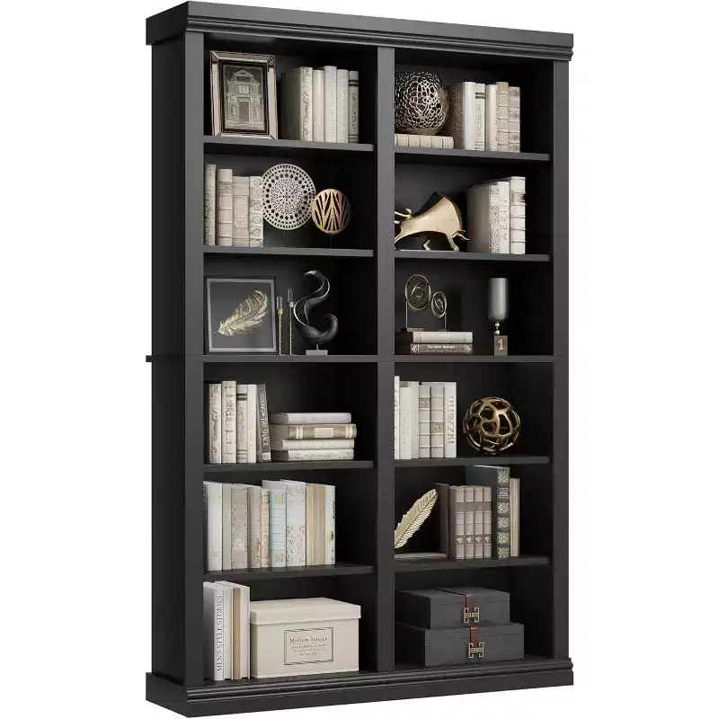 74.5 in Double Wide 6-Tier Bookcase with 12 Cubbies