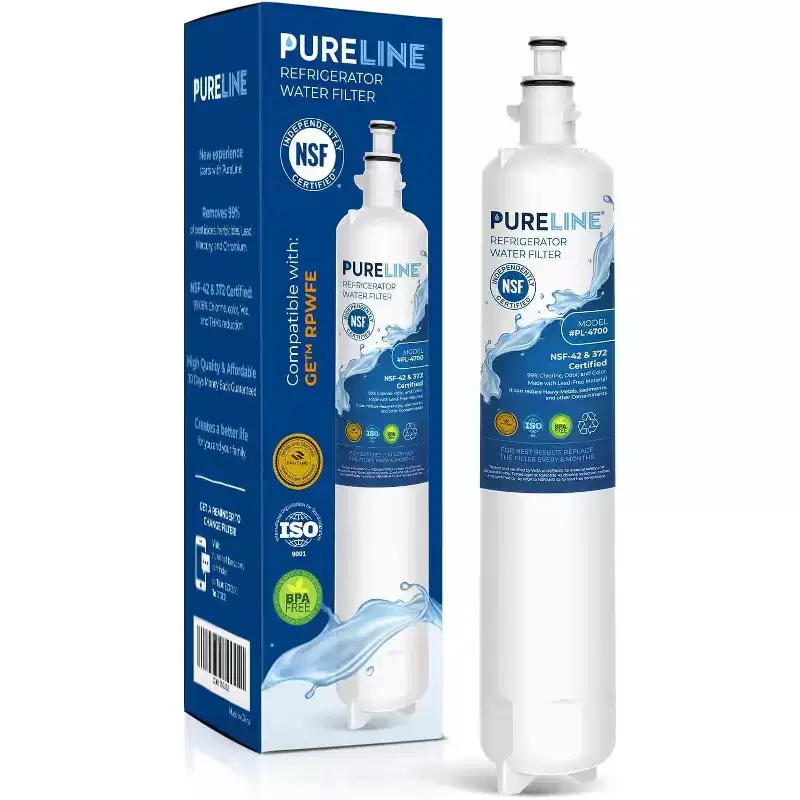 Pureline Replacement for GE RPWFE Water Filter and RPWF Refrigerator Water Filter - With RFID Chip (NSF Certified)