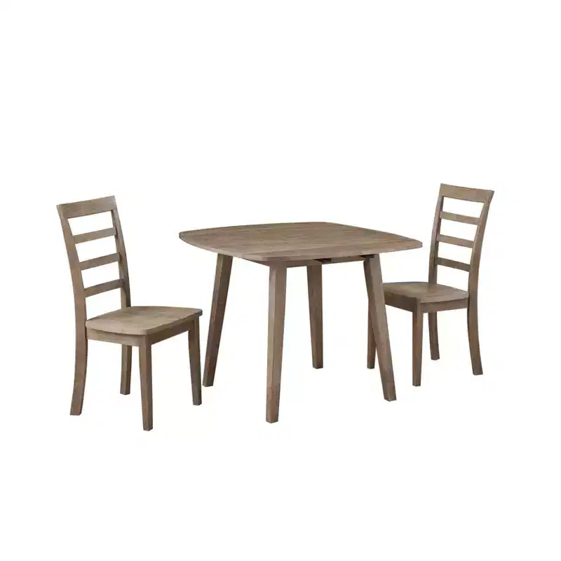 3pc Boulder Extendable Dining Table Set Wire Brush Barnwood Brown - Boraam: Modern Square Drop Leaf, Seats up to 4