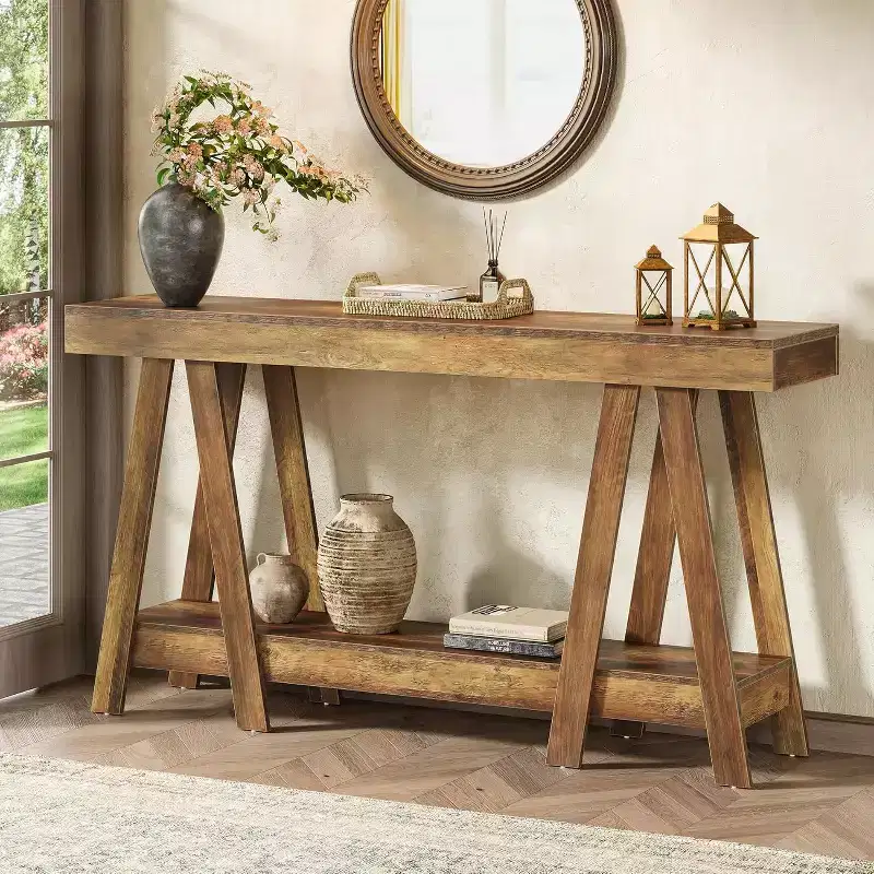 Lantine 70.87 Farmhouse Console Table, 2-Tier Entryway Accent Table Behind Sofa for Living Room, Entrance, Foyer
