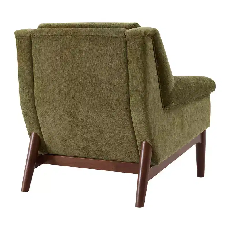 Whisen Sculptural Flared Arm Accent Chair with Solid Wood Frame Modern Reclined Upholstered Lounge Chair, Ergonomic Reading Chair