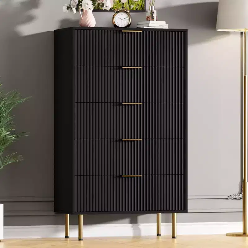 Zstar 5 Drawer Dresser with Wide Drawers, for Living Room, Closet, Hallway,Entryway