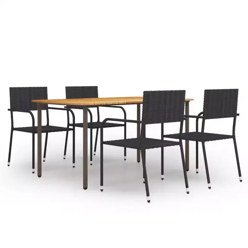 vidaXL Patio Dining Set Dining Table and Chairs Furniture Set Poly Rattan - Black 4 Items
