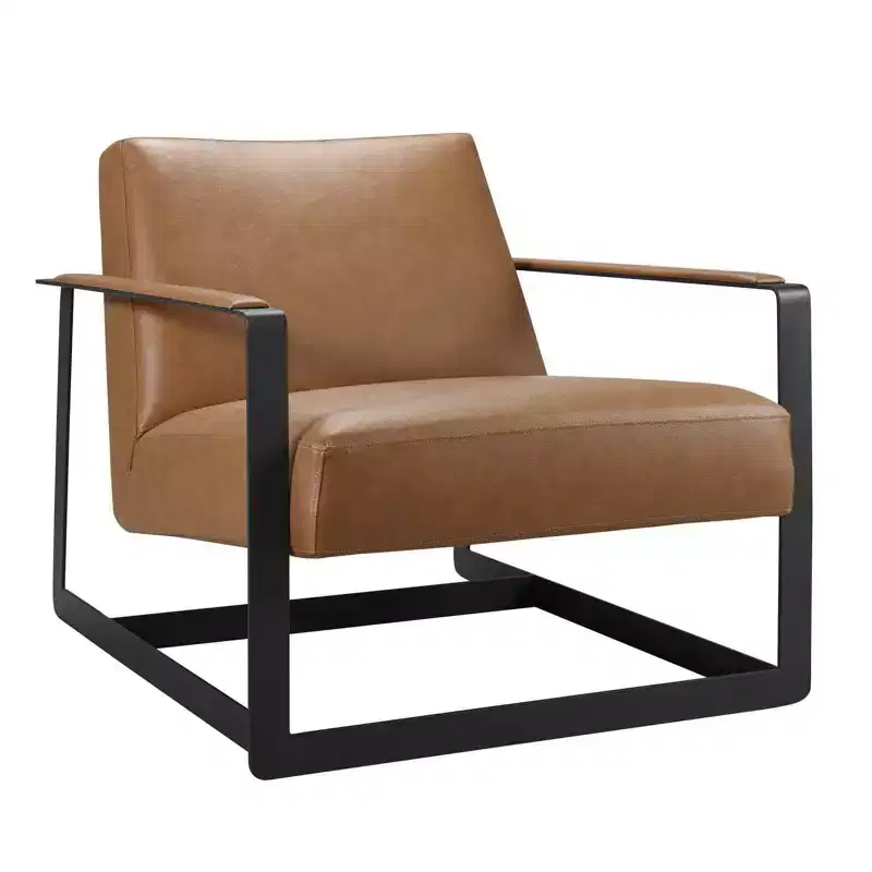 Upholstered Vinyl Accent Chair Tan - Modway: Modern Faux Leather, Stainless Steel Legs, Office & Guest Room Decor