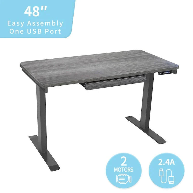 White / Graphite / Walnut / Black Electric Standing Desk, Single Person, 48