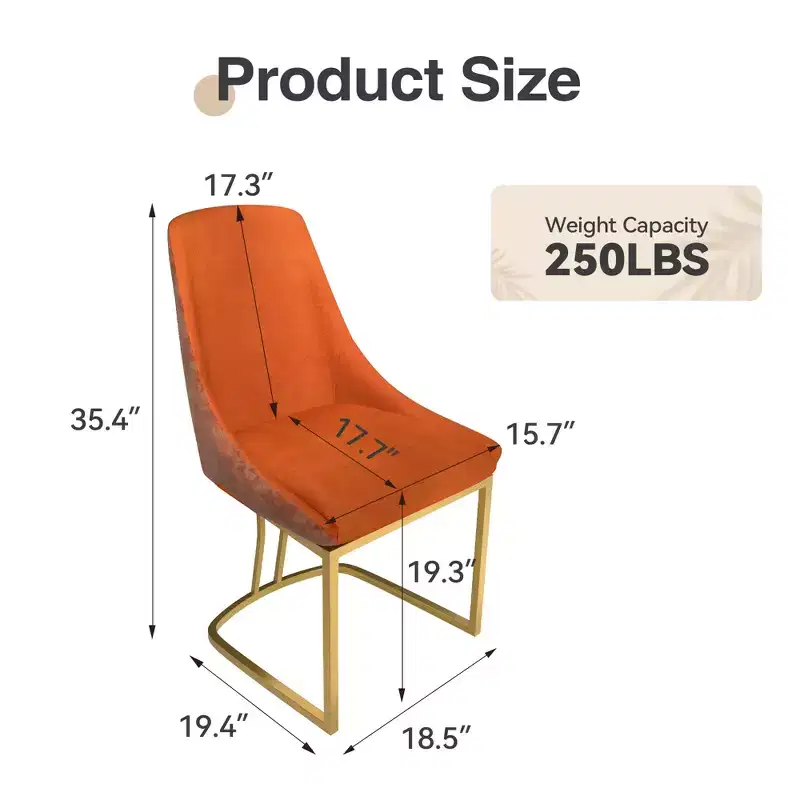 CLIHOME Set of 2 Modern High Back Dining Chair with Metal Legs