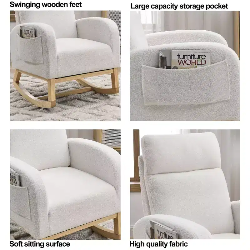 Christopher Knight Home Piper Modern High Backrest Rocking Arm Chair with Two Side Pocket