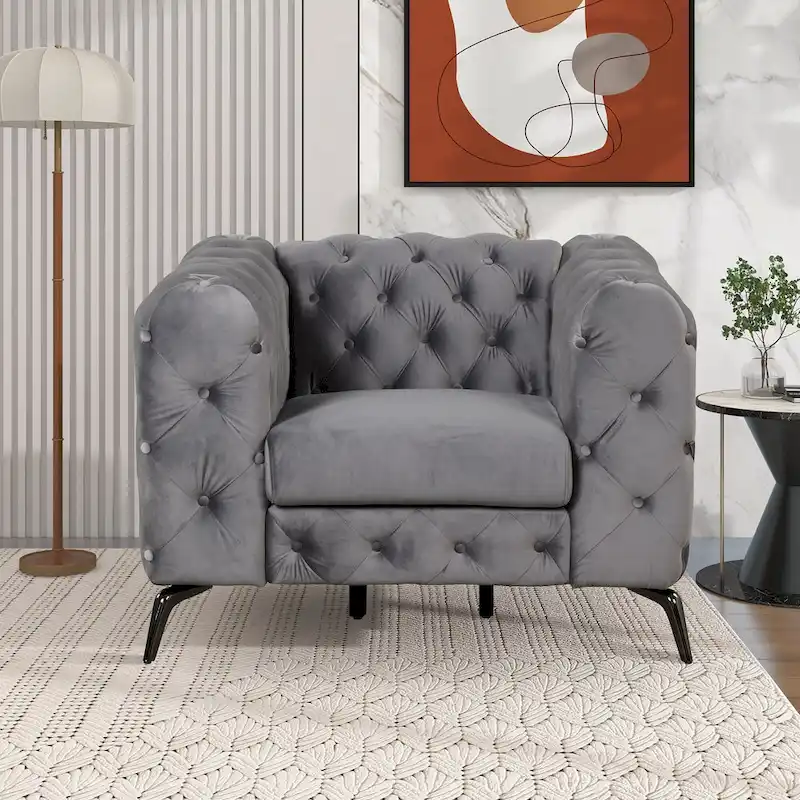 Velvet 3-Piece Sofa Sets(Three Seat Sofa/Loveseat and Single Chair)