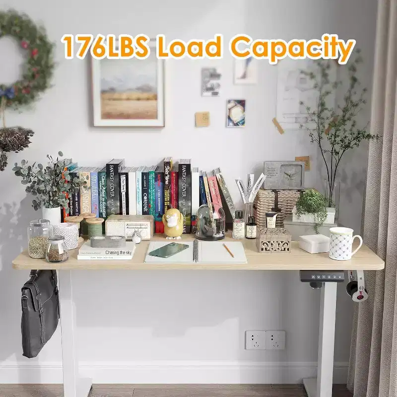 PexFix 48 x 24 Electric Standing Desk Nature Desktop Height Adjustable Computer Desk Stand up Home Office Desk with Splice Board