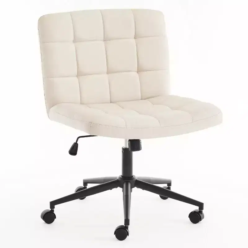 Criss Cross Desk Chair with Wide Seat, Wheels & 360° Swivel, Thick Cushion for Home Office