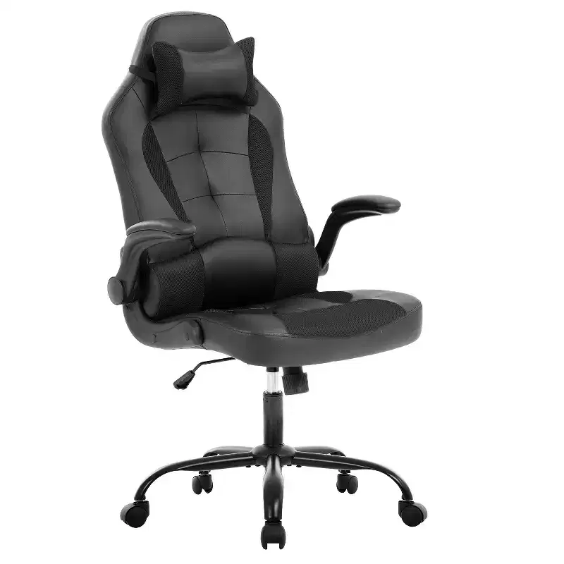 BestMassage Gaming Chair Office Chair Computer Desk Chair with Lumbar Support and Adjustable Headrest and PU Leather Gamer Chair for Adults